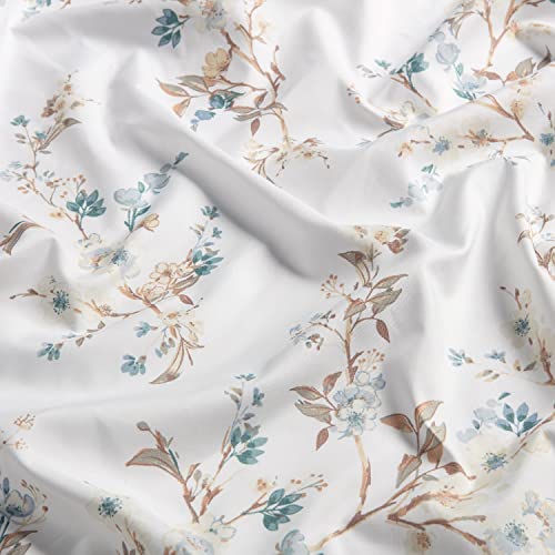  Traditional Floral Printed Elegant Patterned King Bed Sheet Set 4-Piece - 1 Flat Sheet 1 Fitted Sheet And 2 Pillowcases - Ultra Soft Wrinkle Stain Resistant Microfiber Sheets - Blue