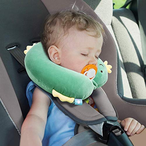  H HOMEWINS Travel Pillow For Kids Toddlers - Soft Neck Head Chin Support Pillow,Cute Animal In Any Sitting Position For Airplane,Car,Train,Machine Washable,Children Gifts (Green Dinosaur)