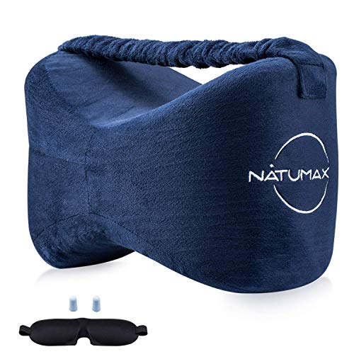  NATUMAX Knee Pillow For Side Sleepers - Sciatica Pain Relief - Back Pain, Leg Pain, Pregnancy, Hip And Joint Pain Memory Foam Leg Pillow + Free Sleep Mask And Ear Plugs
