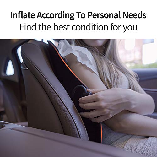  JSKRL Lumbar Support Pillow For Office Chair Adjustable Inflatable Car Lumbar Support Pillow Relieve Back Pain Airbag Memory Foam Back Cushion With 2 Adjustable Straps,Back（ Lumbar Pillow Only）