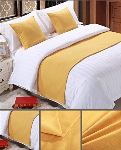  Bed Runner Yellow 3 Pcs Set, Luxury Bedding Scarf Pad Decorative Table Runner Bed Protector Slip Cover For Pets, 1 Bed Runner + 2 Cushion Cover, 102 Inches By 19 Inches