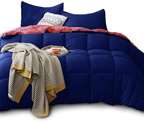  KASENTEX All Season Down Alternative Quilted Comforter Set - Reversible Duvet Insert - Machine Washable (Rose/Beige Cream, Queen Set)