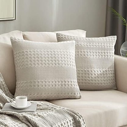  Waffle Weave Duvet Cover Set 100% Cotton Duvet Cover Queen Textured Khaki Duvet Cover Cozy Soft Breathable Queen Duvet Cover Skin-Friendly Luxury Comforter Cover Bedding Set All Season 90"x90"