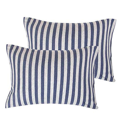  NTBAY 2 Pack 100% Organic Jersey Cotton Toddler Pillowcases, Super Soft And Breathable Yarn-Dyed 13x18 Nursery Pillow Cases With Envelope Closure, 13"x18", Camel And Beige Stripe