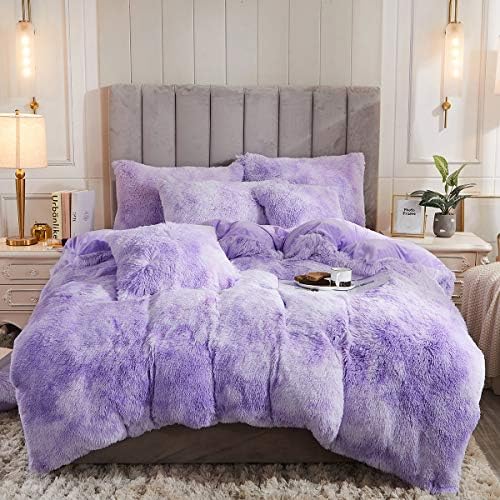  Faux Fur Velvet Fluffy Bedding Duvet Cover Set Down Comforter Quilt Cover With Pillow Shams, Ultra Soft Warm And Durable (Twin, Pink)