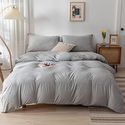  DONEUS Brick Red Duvet Cover Queen Size, 100% Jersey Knit Duvet Cover Set Solid Red Bedding Set Luxury Soft Comforter Cover 3 Pieces With Zipper Closure, 1 Duvet Cover 90x90 Inches And 2 Pillow Cases