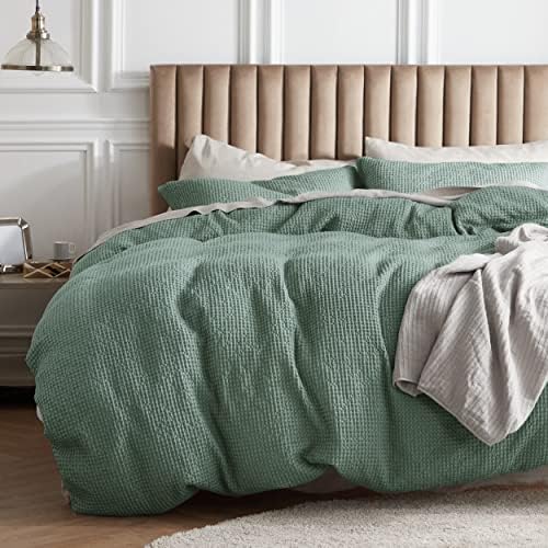  Bedsure Cotton Duvet Cover Queen - 100% Cotton Waffle Weave Coconut White Duvet Cover Queen Size, Soft And Breathable Queen Duvet Cover Set For All Season (Queen, 90"x90")