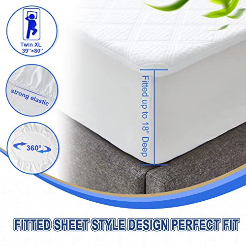  Cooling Mattress Protector Queen Size Mattress Protector Cooling Bamboo Mattress Protector Soft 3D Air Fabric Mattress Pad Cover Sheets Noiseless Mattress Protector