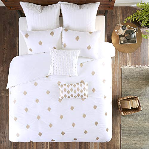  Cotton Duvet - Traditional Ikat Design, All Season Comforter Cover Bedding Set With Matching Shams, Stella Metallic Copper Full/Queen(88"x92") 3 Piece