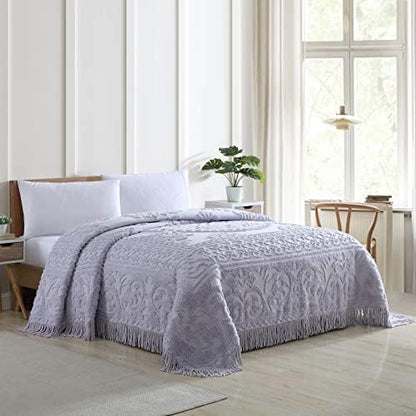  Medallion Chenille Bedspread, Queen, White