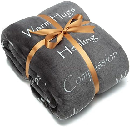  Healing Warm Hugs Gift Throw Blanket - Sympathy Gift Breast Cancer Chemo Survivor Get Well Caring Gifts - Comfort Purple Gift Blanket For Love Support Women Friend - Aubergine