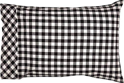  Vintage Check Black King Bed Skirt, 16" Drop, Modern Farmhouse Bedding, Checked Gingham Dust Ruffle