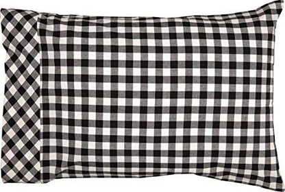  Vintage Check Black King Bed Skirt, 16" Drop, Modern Farmhouse Bedding, Checked Gingham Dust Ruffle