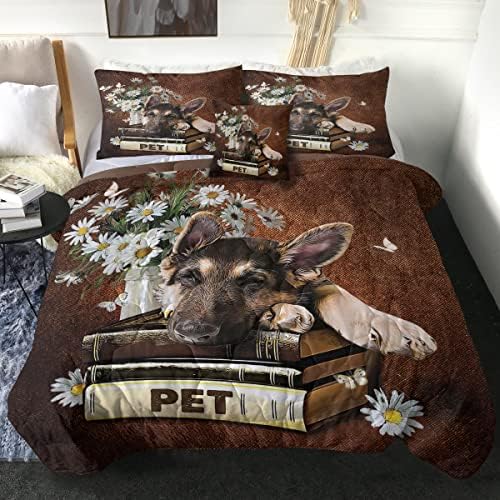  Sleepwish Golden Retriever Bedding Puppy Dog All Season Duvet Insert 3D Pet Themed Animal 4 Pieces, Lightweight Reversible Bedding Sets(King)