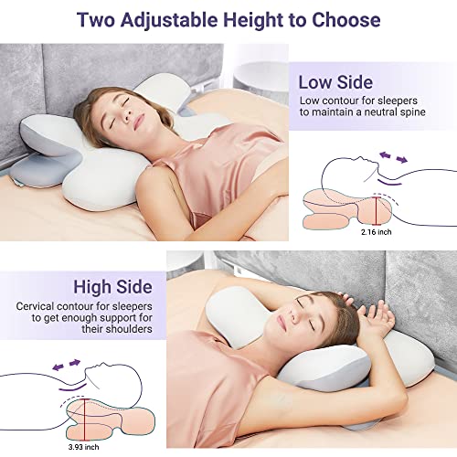  BUTTSSOM Cervical Neck Pillow,Ergonomic Contour Orthopedic Pillow For Neck And Shoulder Pain Relief With Soft Cooling Pillowcase,Memory Foam Support Sleeping Pillow For Side,Back,Stomach Sleeper