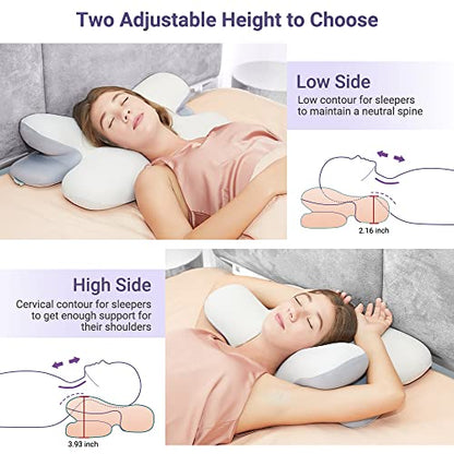  BUTTSSOM Cervical Neck Pillow,Ergonomic Contour Orthopedic Pillow For Neck And Shoulder Pain Relief With Soft Cooling Pillowcase,Memory Foam Support Sleeping Pillow For Side,Back,Stomach Sleeper