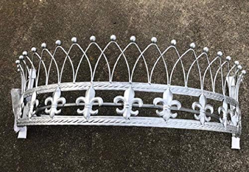  Rose Metal Wall Teester Bed Crown Canopy - Antique Crown Wall Decor With Built-in Rods & Hardware - For Over Beds Or Windows - Drapery Panels Not Included - White (24.75" Wx16.75 Dx11 H)