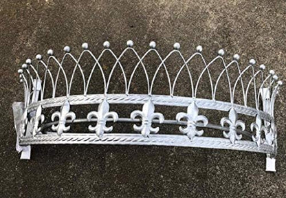  Rose Metal Wall Teester Bed Crown Canopy - Antique Crown Wall Decor With Built-in Rods & Hardware - For Over Beds Or Windows - Drapery Panels Not Included - White (24.75" Wx16.75 Dx11 H)