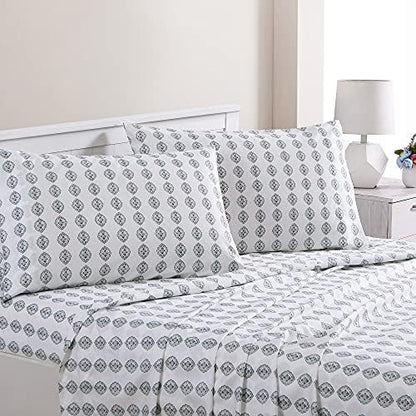  Modern Threads Soft Microfiber Rose Printed Sheets - Luxurious Microfiber Bed Sheets - Includes Flat Sheet, Fitted Sheet With Deep Pockets, & Pillowcases