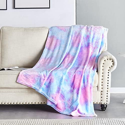  DANGTOP Faux Fur Throw Blanket, Tie Dye Fluffy Blanket, Super Soft Rainbow Blanket For Girls, Luxury Cozy Warm Plush Thick Sherpa Throws For Bed Couch Living Room (Rainbow, 59x79 Inches)