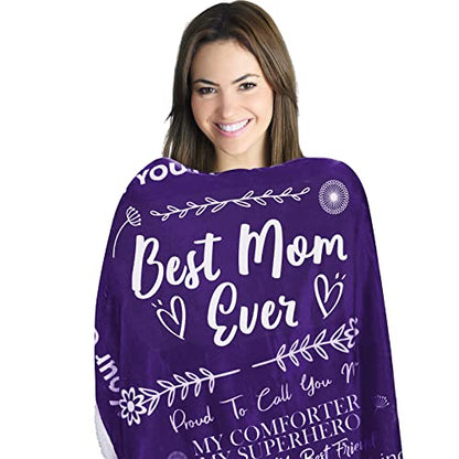  Mom Blanket, For Mom, Birthday Gifts For Mom From Daughter Or Son, Best Mom Ever Gift Blanket, Mom Gifts For Mother's Day, I Love You Mom Unique Birthday Gift