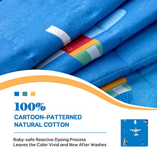  Sivio Weighted Blanket Kids, 5 Pounds, Minky Fleece And Cotton Throw Blanket With Beads, Reversible Heavy Blanket For Children 30-50 Lbs, 36x48 Inch, Blue Airplane