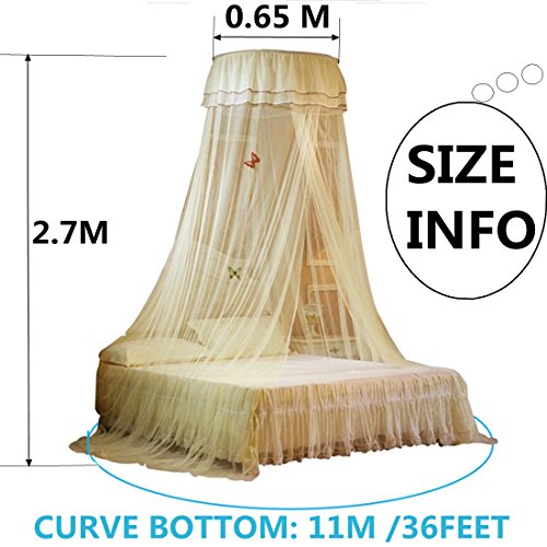  Petforu Mosquito Net Dome, Princess Bed Canopies Netting Elegant Lace With 2 Butterflies For Decor - Purple