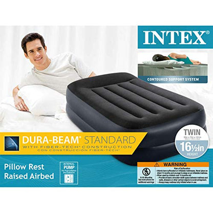  Beam Pillow Rest Fiber Tech Air Mattress Bed W/ Built In Pump, Twin