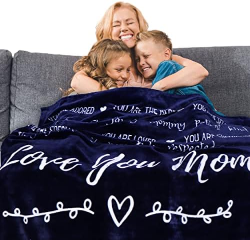  Mothers Day Gifts For Mom Blanket From Daughter Or Son, Thoughtful, Unique Mom Blanket Filled With Sentimental Meaningful Words To Say Love You Mom 60x50 Inches (Grey, Sherpa)