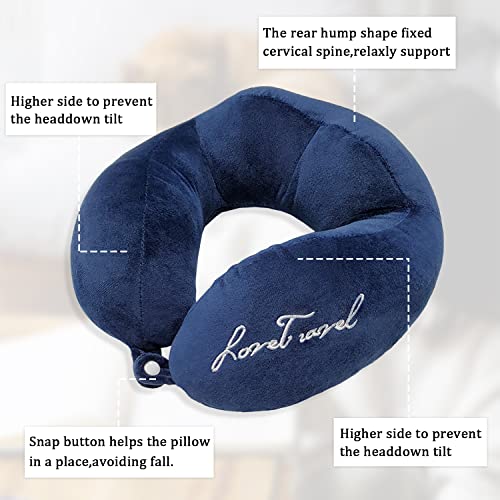  LAN SHAN QUE Travel Pillow For Airplane Car Sleeping Rest, Soft Comfortable Velour Cover, Head Support Pain Relief Neck Pillow With Eye Mask