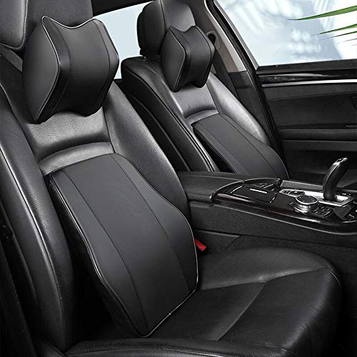  Ovyuzhen Car Neck Pillow, Car Neck Support Pillow For Relieving Neck Fatigue,100% Soft Memory Foam,Pu Leather,Ergonomic Design (Black, 1 Pcs)