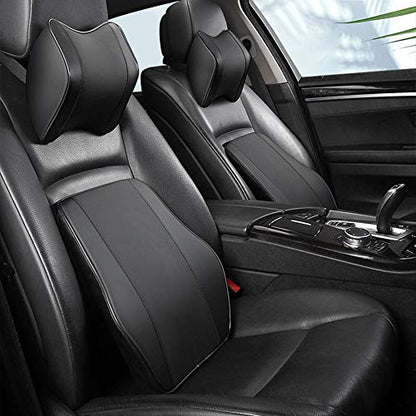  Ovyuzhen Car Neck Pillow, Car Neck Support Pillow For Relieving Neck Fatigue,100% Soft Memory Foam,Pu Leather,Ergonomic Design (Black, 1 Pcs)