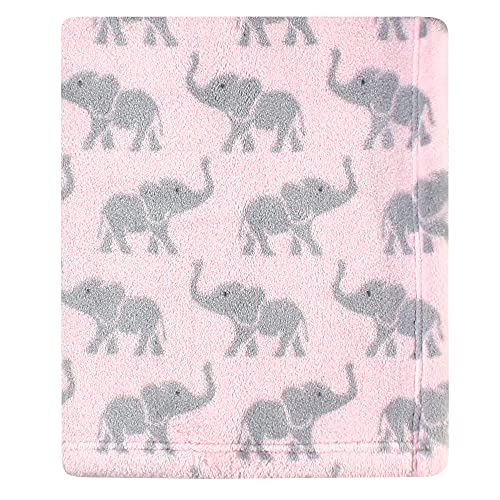  Hudson Baby Unisex Baby Cozy Plush Luxury Blankets 2pk, Pink Elephants, One Size