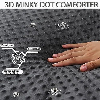  Songlibin Minky Dot Comforter King Size-Reversible King Comforters-Quilted Down Alternative Duvet Insert With Corner Tabs-All Season Lightweight Summer,Winter Bed Comforters(Dark Grey,King)