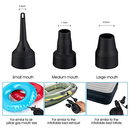  Battery Powered Air Mattress Pump, Electric Quick-Fill Blower Portable Inflator Deflator For Inflatables Raft Bed Boat Pool Toy, Black