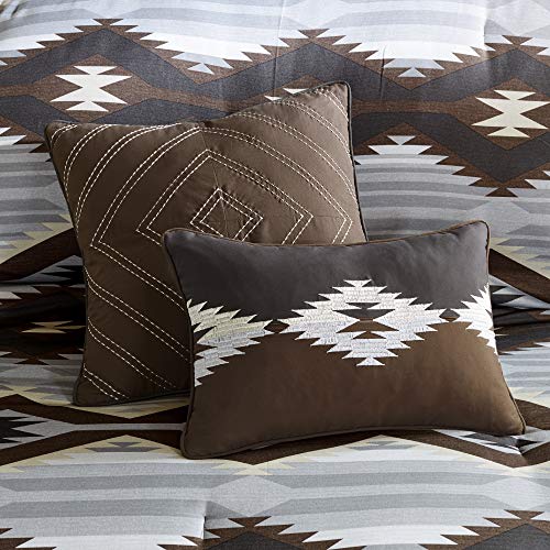  Woolrich Rustic Lodge Cabin Comforter Set - All Season Down Alternative Warm Bedding Layer And Matching Shams, Oversized Queen, Bitter Creek, Grey/Brown