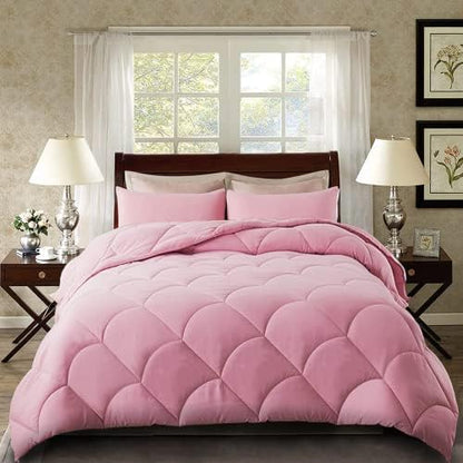  ELNIDO QUEEN 3 Pieces Comforter Set (Full, Purple & Grey) - 1 Reversible Down Alternative Comforter With 2 Pillow Shams - Soft Lightweight Duvet Insert | 82x86 Inch