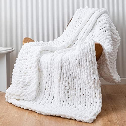  Chunky Knit Blanket With Pom Poms- Thick, Soft, Big, Cozy Throw Blankets For Couch, Bed, Sofa, Chair-50×60 Inches,Pink