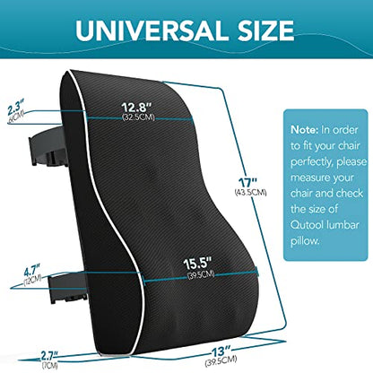  Lumbar Support Pillow For Office Chair Back Support Pillow For Car, Computer, Gaming Chair, Recliner Memory Foam Back Cushion For Back Pain Relief Improve Posture, Mesh Cover Double Adjustable Straps