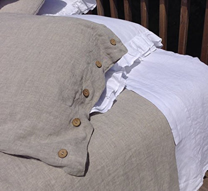 French Linen 3PC Duvet Cover Set In Natural Linen Color (King). Free Linen Kitchen Towel With Order. Shipment Within One Day With Priority Service.