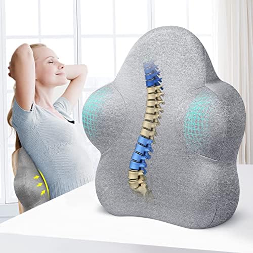  Lumbar Support Pillow For Office Chair, Back Support Pillow For Car, Computer, Gaming Chair, Recliner, Memory Foam Back Cushion For Pain Relief, Improve Posture, Adjustable Straps (Dark Blue)