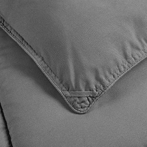  Chezmoi Collection 3-Piece Down Alternative Comforter Set (Queen, Gray)