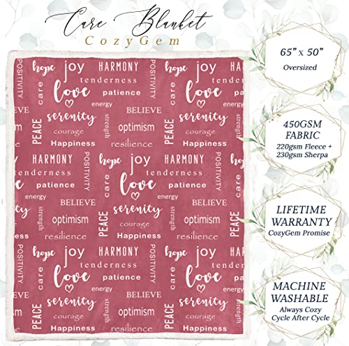  T Well Soon Gifts For Men Women Throw Blanket, Inspirational Gift Blankets For Women, Sympathy Gifts Care Hug Healing Blanket, Breast Cancer Gifts For Women Patients, Chemo Care Package - Pink