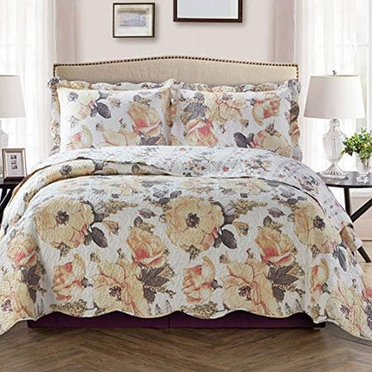  Royal Hotel Bedding Jewel Oversized Coverlet Set, Luxury Printed Design Quilt, Bedspread Set - Filled Quilts - Fits Pillow Top Mattresses - 3PC Set - King/California King Size
