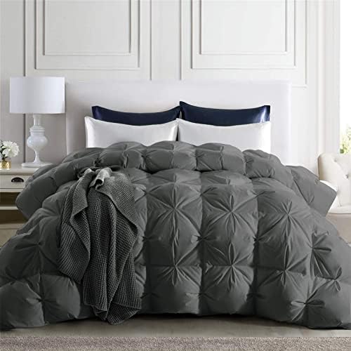 Puredown® Goose Down Comforter King Size, 800 Fill Power, 100% Cotton Winter Oversized Down Duvet Insert 700 Thread Count, Heavyweight Cloud Fluffy Pinch Pleat Extra Warmth