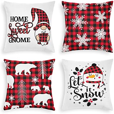  Pallene Halloween Throw Pillow Covers 18x18 Set Of 4, Fall Decorative Pillow Covers With Pumpkin Gnomes, Farmhouse Holiday Covers For Couch Sofa Bed