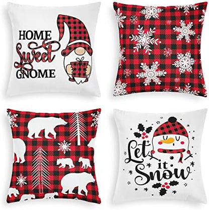  Pallene Halloween Throw Pillow Covers 18x18 Set Of 4, Fall Decorative Pillow Covers With Pumpkin Gnomes, Farmhouse Holiday Covers For Couch Sofa Bed