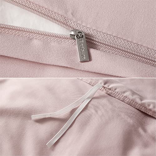  Bedsure Velvet Duvet Cover Set - Luxurious, Glossy Queen Duvet Cover Set, Pink Duvet Cover Queen With 2 Pillow Shams (Petal Pink, Queen, 90 X 90 Inches)