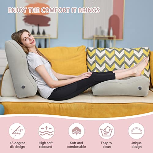  LOKFEHRE Leg Elevation Pillow,Inflatable Wedge Pillows,Comfort Leg Pillows For Sleeping,Wedge Pillow For Legs And Reduce Swelling,Suitable For Improving Sleep Quality,Pregnant,Injury,Recovery