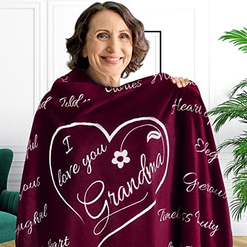  Mothers Day Gifts For Grandma, Gifts For Grandma Blanket, Grandma Gifts From Grandkids, Best Grandma Gifts, Grandma Birthday Gifts From Grandchildren, Throw Blanket 65”x50” (Flowers)